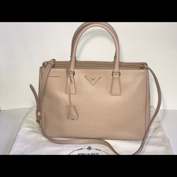 Authentic Prada saffiano lux galleria tote nude